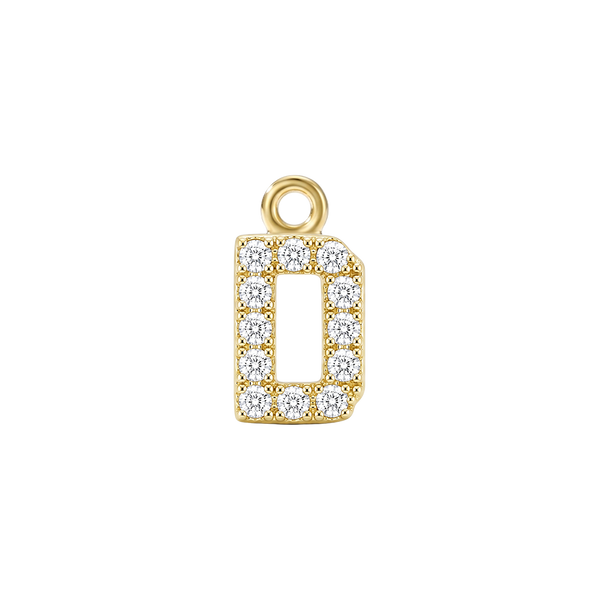 Small Initial Charm with Lab Grown Diamonds with 1 Jump Ring (.005 ct)