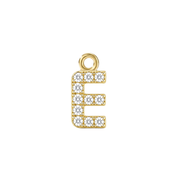 Small Initial Charm with Natural Diamonds with 1 Jump Ring (.005 ct)