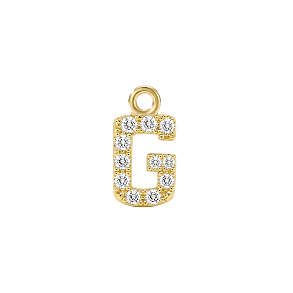 Small Initial Charm with Lab Grown Diamonds with 1 Jump Ring (.005 ct)