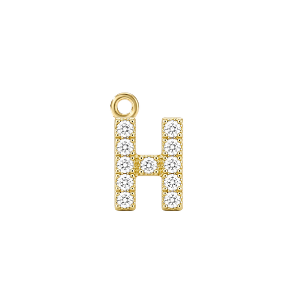 Small Initial Charm with Natural Diamonds with 1 Jump Ring (.005 ct)
