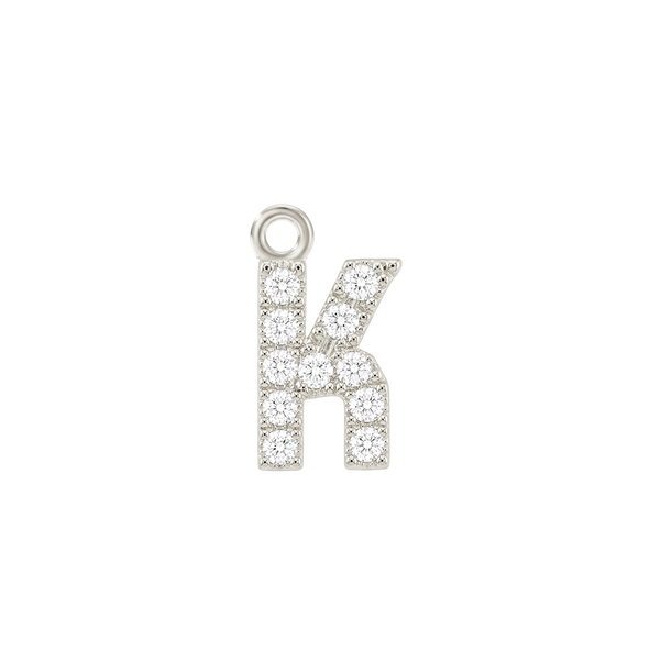Small Initial Charm with Lab Grown Diamonds with 1 Jump Ring (.005 ct)