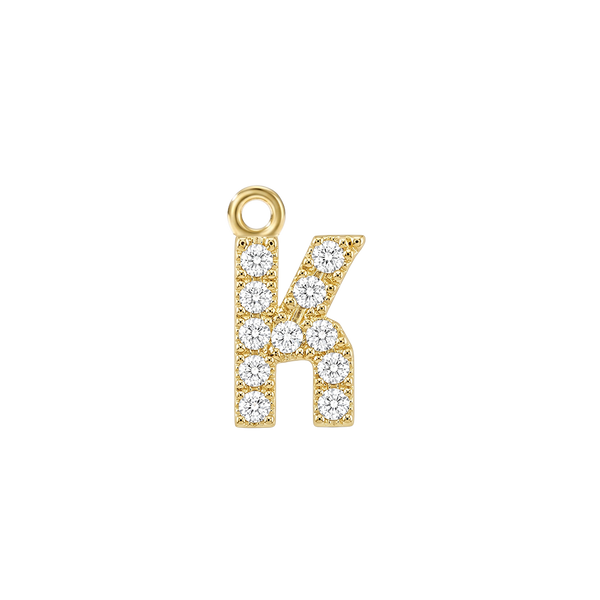 Small Initial Charm with Lab Grown Diamonds with 1 Jump Ring (.005 ct)