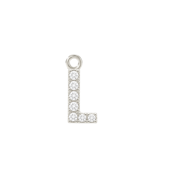 Small Initial Charm with Natural Diamonds with 1 Jump Ring (.005 ct)