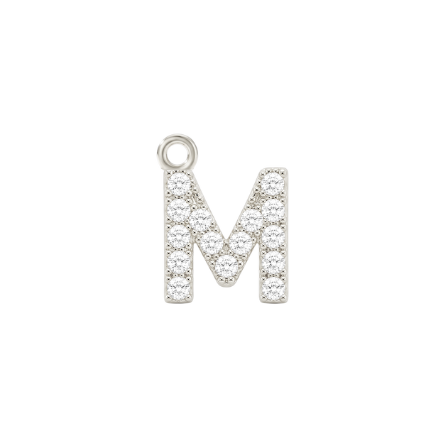 Small Initial Charm with Lab Grown Diamonds with 1 Jump Ring (.005 ct)