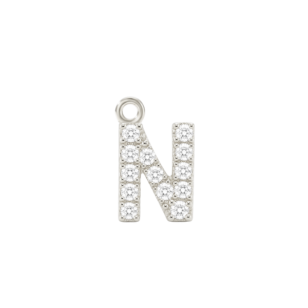 Small Initial Charm with Lab Grown Diamonds with 1 Jump Ring (.005 ct)
