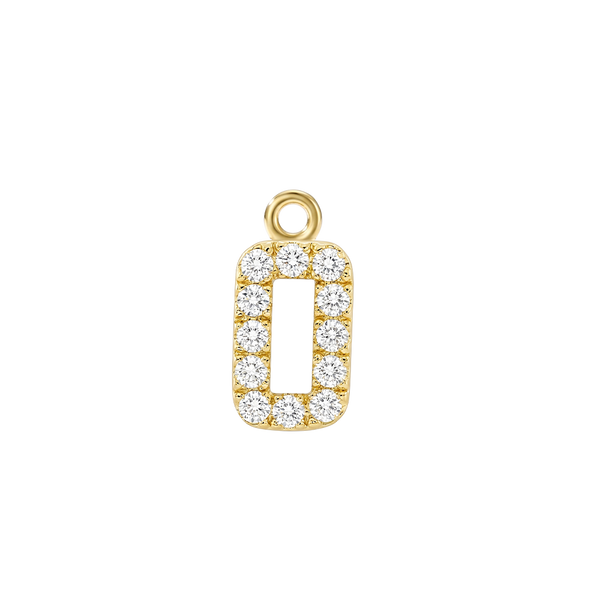 Small Initial Charm with Lab Grown Diamonds with 1 Jump Ring (.005 ct)