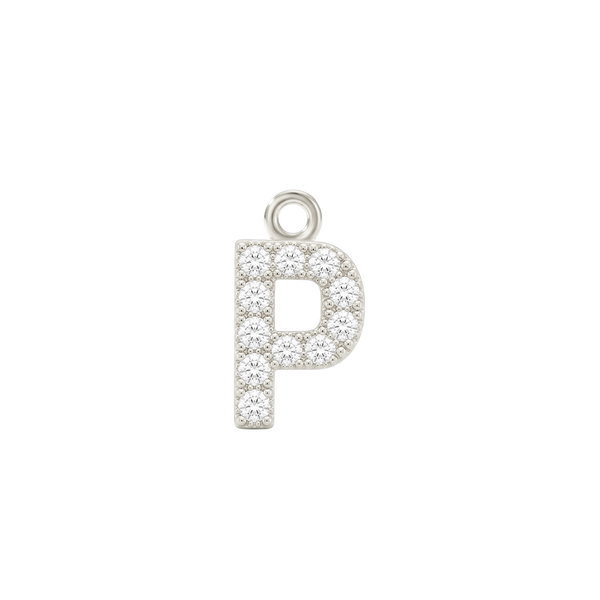 Small Initial Charm with Natural Diamonds with 1 Jump Ring (.005 ct)