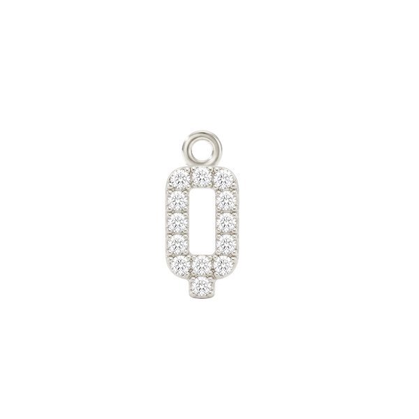Small Initial Charm with Natural Diamonds with 1 Jump Ring (.005 ct)