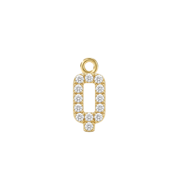 Small Initial Charm with Natural Diamonds with 1 Jump Ring (.005 ct)
