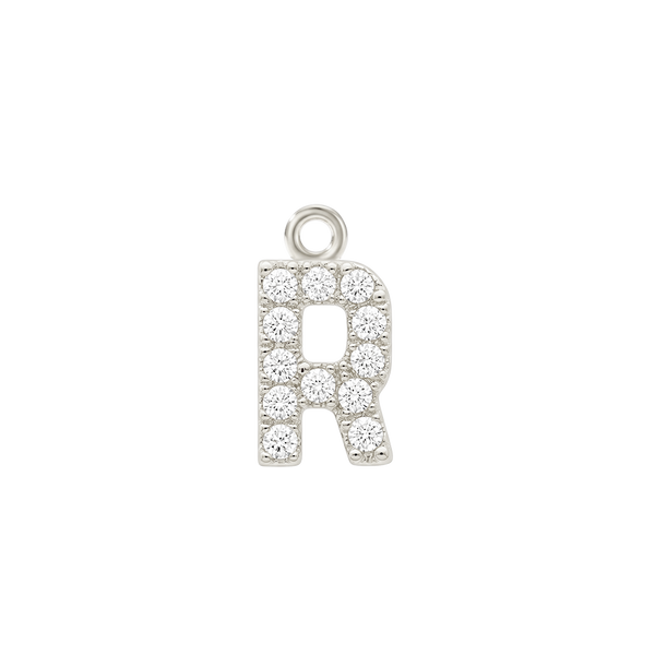 Small Initial Charm with Natural Diamonds with 1 Jump Ring (.005 ct)