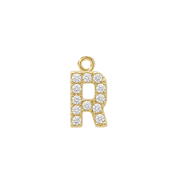 Small Initial Charm with Natural Diamonds with 1 Jump Ring (.005 ct)