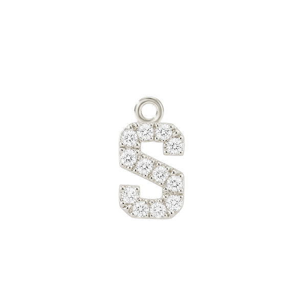 Small Initial Charm with Lab Grown Diamonds with 1 Jump Ring (.005 ct)