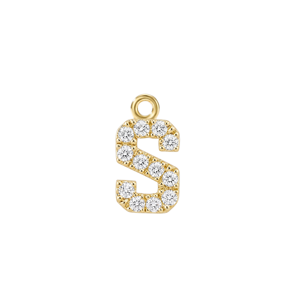 Small Initial Charm with Lab Grown Diamonds with 1 Jump Ring (.005 ct)
