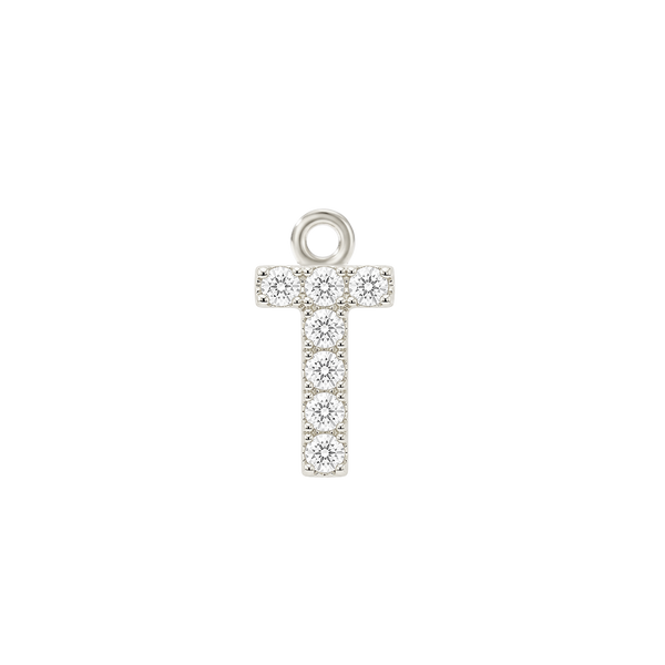 Small Initial Charm with Natural Diamonds with 1 Jump Ring (.005 ct)