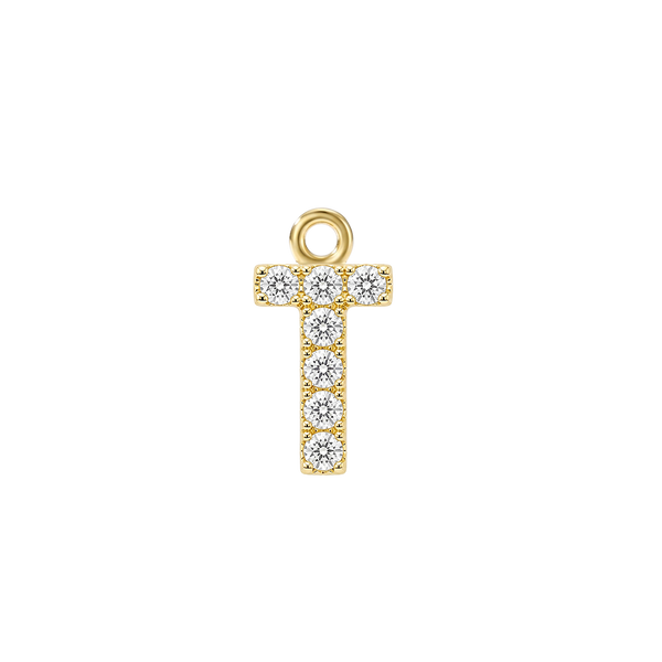 Small Initial Charm with Lab Grown Diamonds with 1 Jump Ring (.005 ct)