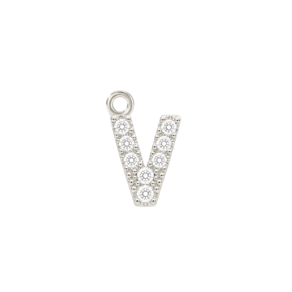 Small Initial Charm with Natural Diamonds with 1 Jump Ring (.005 ct)