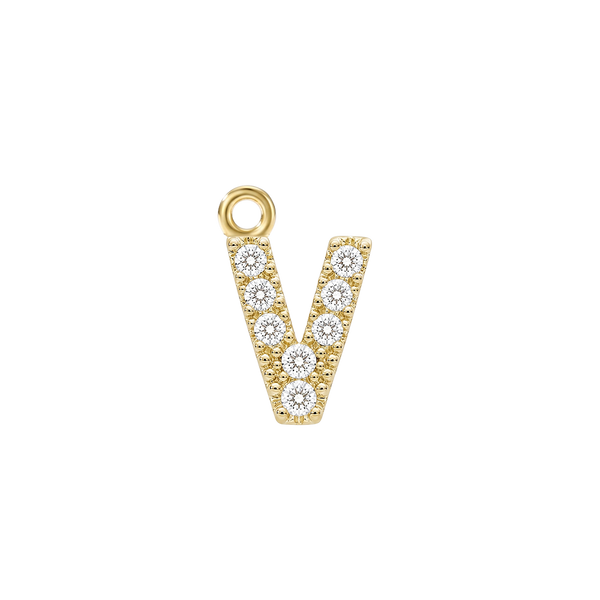 Small Initial Charm with Natural Diamonds with 1 Jump Ring (.005 ct)