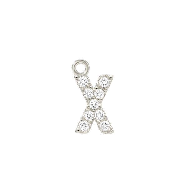 Small Initial Charm with Natural Diamonds with 1 Jump Ring (.005 ct)