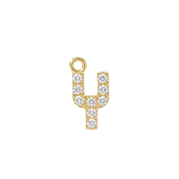 Small Initial Charm with Lab Grown Diamonds with 1 Jump Ring (.005 ct)