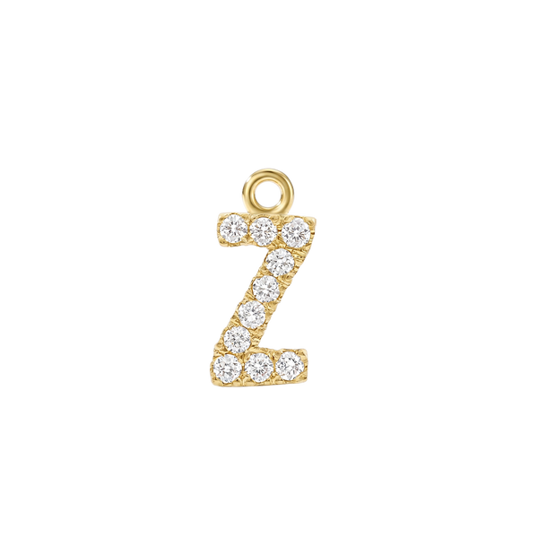 Small Initial Charm with Lab Grown Diamonds with 1 Jump Ring (.005 ct)