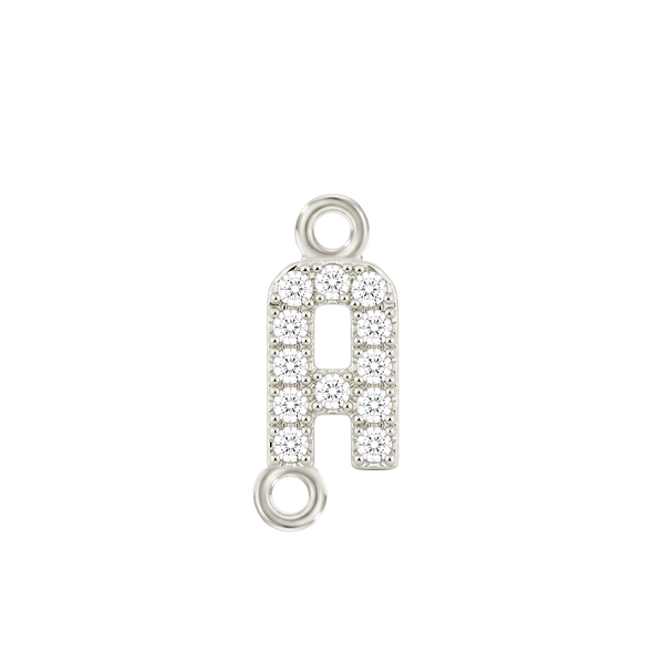 Small Initial Charm with Natural Diamonds with 2 Jump Rings (.005 ct)