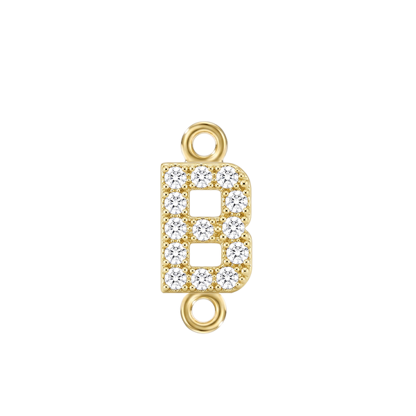 Small Initial Charm with Natural Diamonds with 2 Jump Rings (.005 ct)