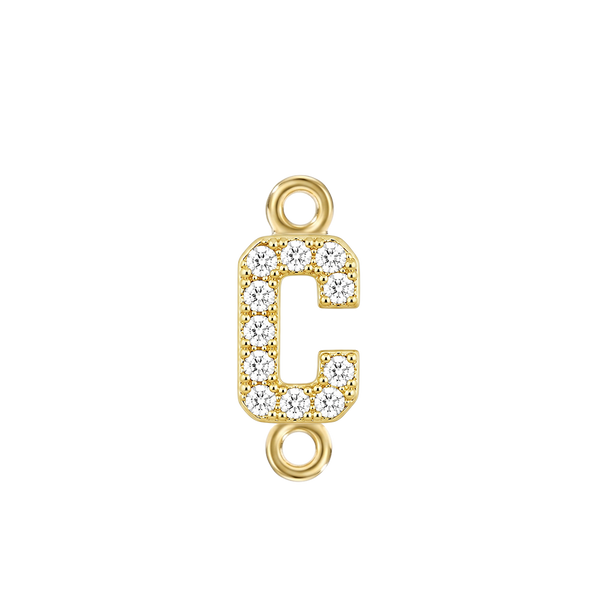 Small Initial Charm with Lab Grown Diamonds with 2 Jump Rings (.005 ct)