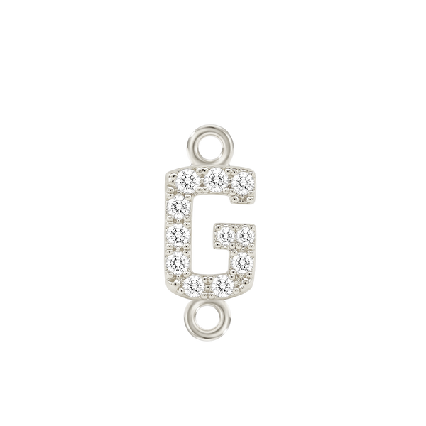 Small Initial Charm with Natural Diamonds with 2 Jump Rings (.005 ct)