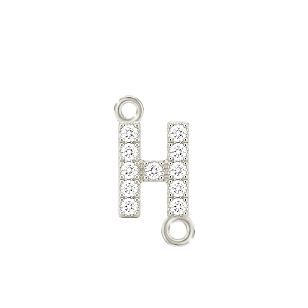 Small Initial Charm with Natural Diamonds with 2 Jump Rings (.005 ct)