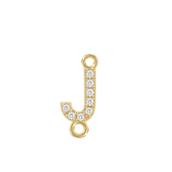 Small Initial Charm with Natural Diamonds with 2 Jump Rings (.005 ct)