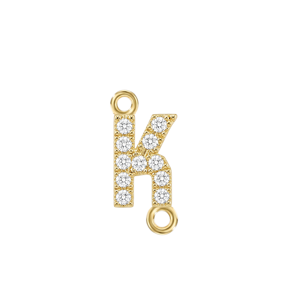 Small Initial Charm with Natural Diamonds with 2 Jump Rings (.005 ct)