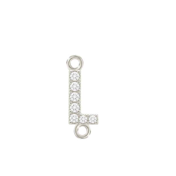 Small Initial Charm with Natural Diamonds with 2 Jump Rings (.005 ct)