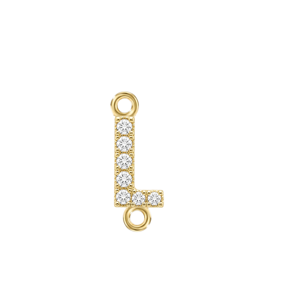 Small Initial Charm with Lab Grown Diamonds with 2 Jump Rings (.005 ct)