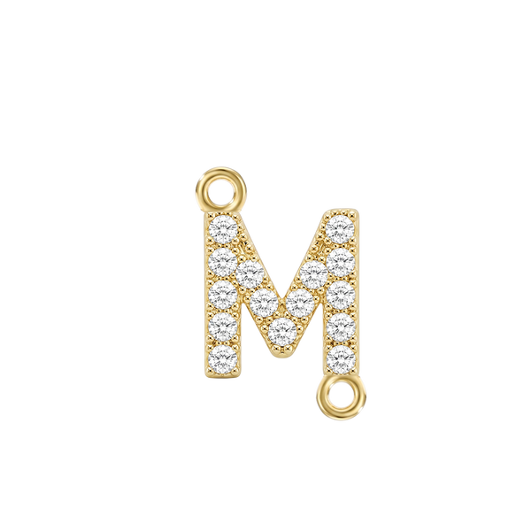 Small Initial Charm with Natural Diamonds with 2 Jump Rings (.005 ct)