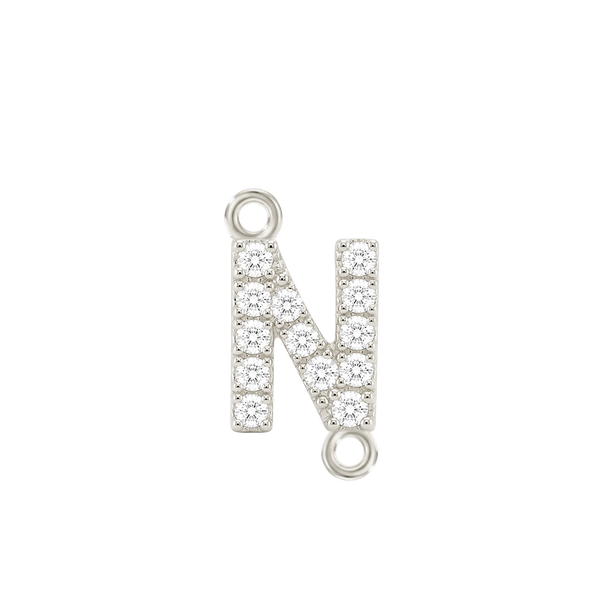 Small Initial Charm with Natural Diamonds with 2 Jump Rings (.005 ct)