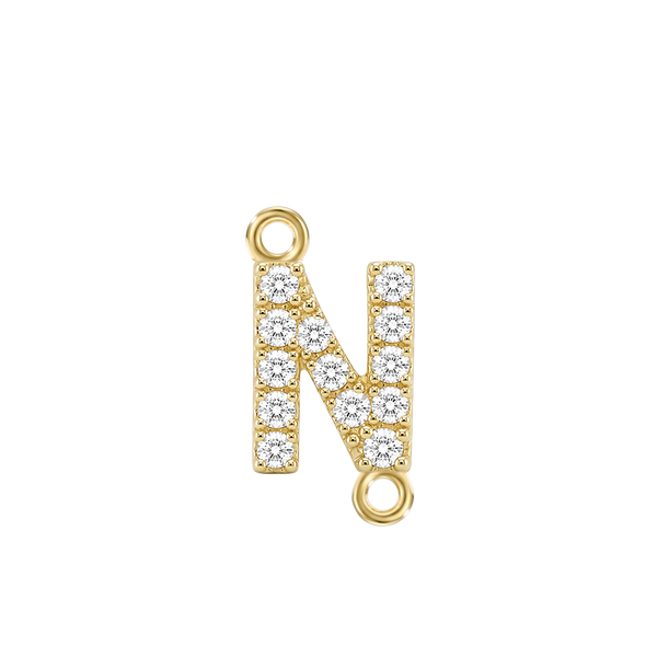 Small Initial Charm with Lab Grown Diamonds with 2 Jump Rings (.005 ct)