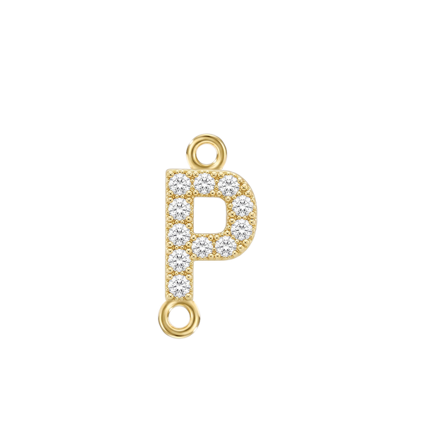 Small Initial Charm with Natural Diamonds with 2 Jump Rings (.005 ct)
