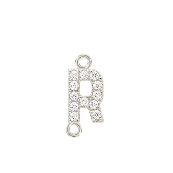 Small Initial Charm with Lab Grown Diamonds with 2 Jump Rings (.005 ct)