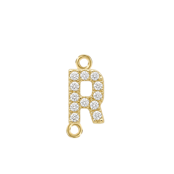 Small Initial Charm with Natural Diamonds with 2 Jump Rings (.005 ct)