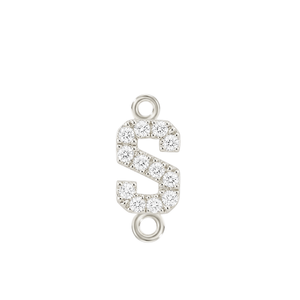 Small Initial Charm with Natural Diamonds with 2 Jump Rings (.005 ct)