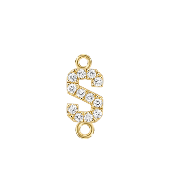 Small Initial Charm with Lab Grown Diamonds with 2 Jump Rings (.005 ct)