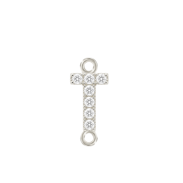 Small Initial Charm with Natural Diamonds with 2 Jump Rings (.005 ct)