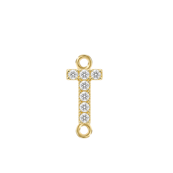 Small Initial Charm with Natural Diamonds with 2 Jump Rings (.005 ct)