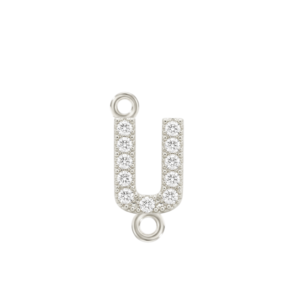Small Initial Charm with Lab Grown Diamonds with 2 Jump Rings (.005 ct)