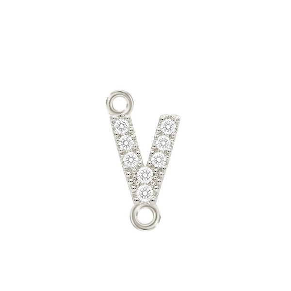 Small Initial Charm with Lab Grown Diamonds with 2 Jump Rings (.005 ct)