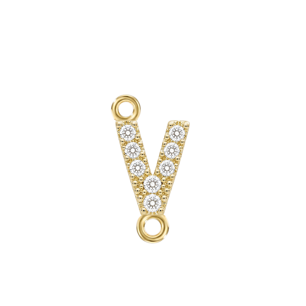 Small Initial Charm with Natural Diamonds with 2 Jump Rings (.005 ct)