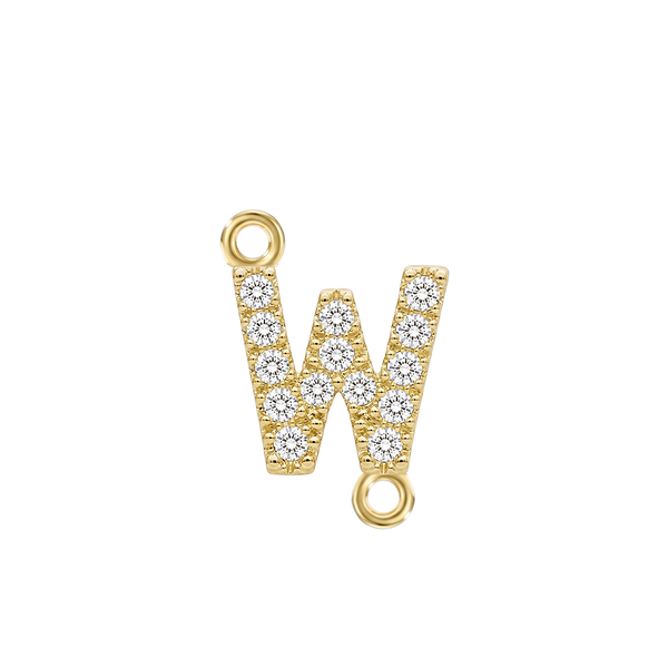 Small Initial Charm with Natural Diamonds with 2 Jump Rings (.005 ct)