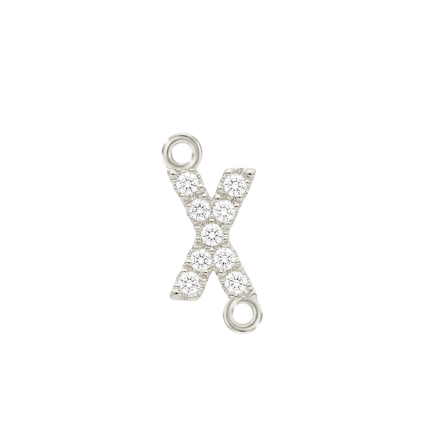 Small Initial Charm with Lab Grown Diamonds with 2 Jump Rings (.005 ct)