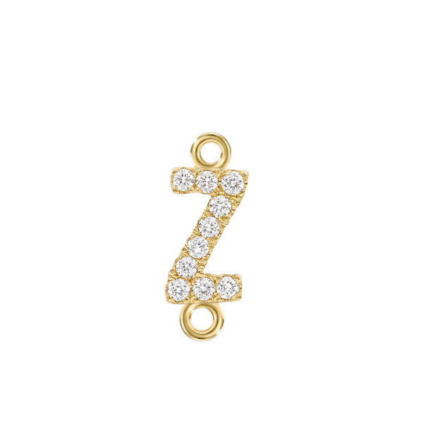 Small Initial Charm with Natural Diamonds with 2 Jump Rings (.005 ct)