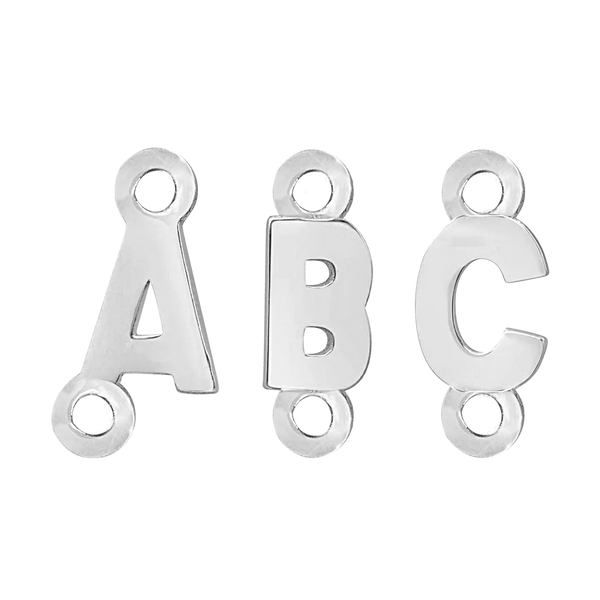 Block Initials with Two Jump Rings in Sterling Silver (6.00 mm)